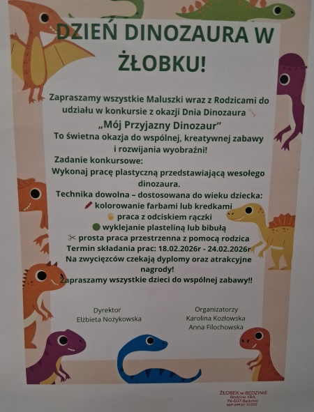 Konkurs plastyczny ,,Mój przyjazny dinozaur''